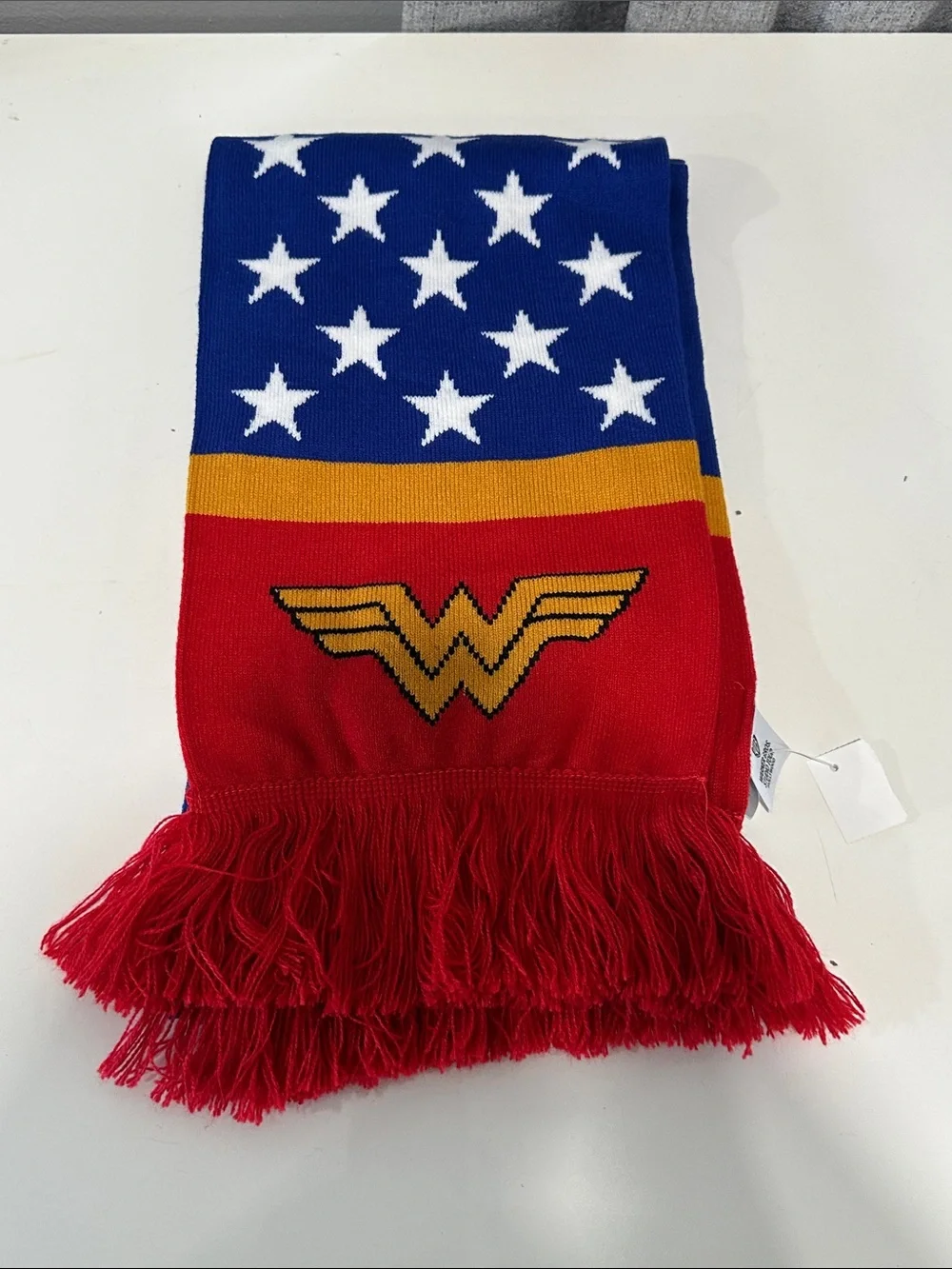Warner Bros. Double net wonder women  scarf - Red, Blue, Gold. NWT.